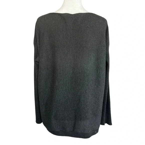 THE CLASSIC Smiley Face Acrylic Sweater Textured Charcoal Grey Size Medium - Picture 4 of 10